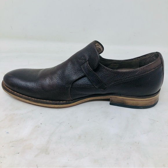 Valuni Brown Pebbled Leather Buckled Strap Oxfords - Picture 3 of 13